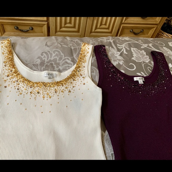 Set of Authentic Cache Embellished Ribbed Tanks - Picture 3 of 8